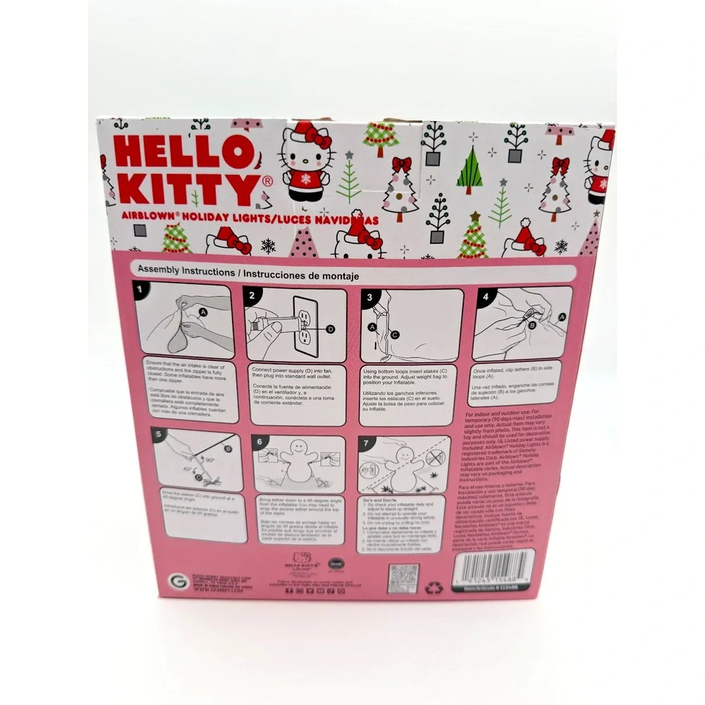 New Airblown 3.5‎ ft Hello Kitty Christmas Inflatable Lights Up Red Dress